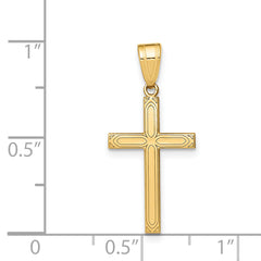 14K Solid Laser Etched Cross Pendant