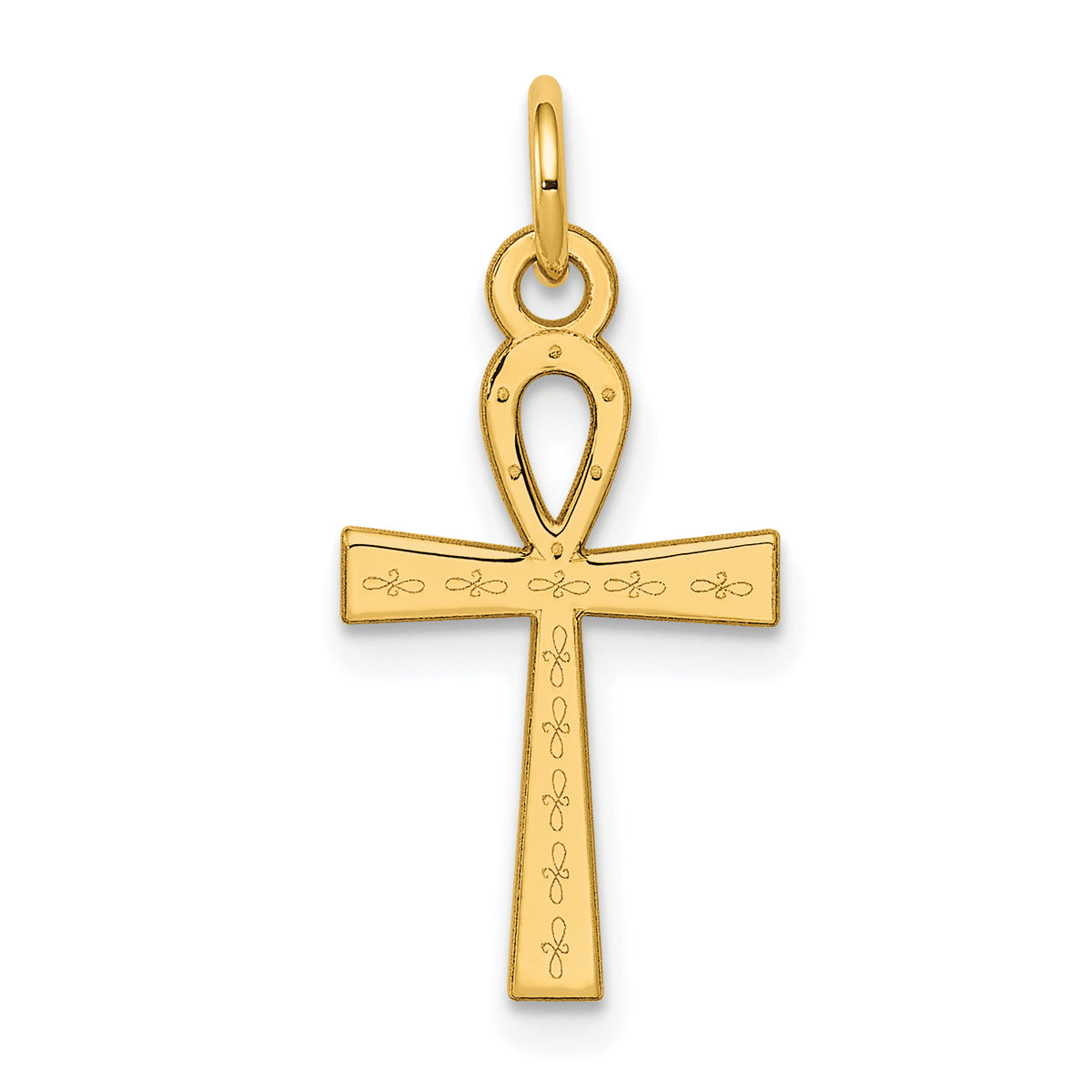 14K Laser Designed Ankh Cross Charm