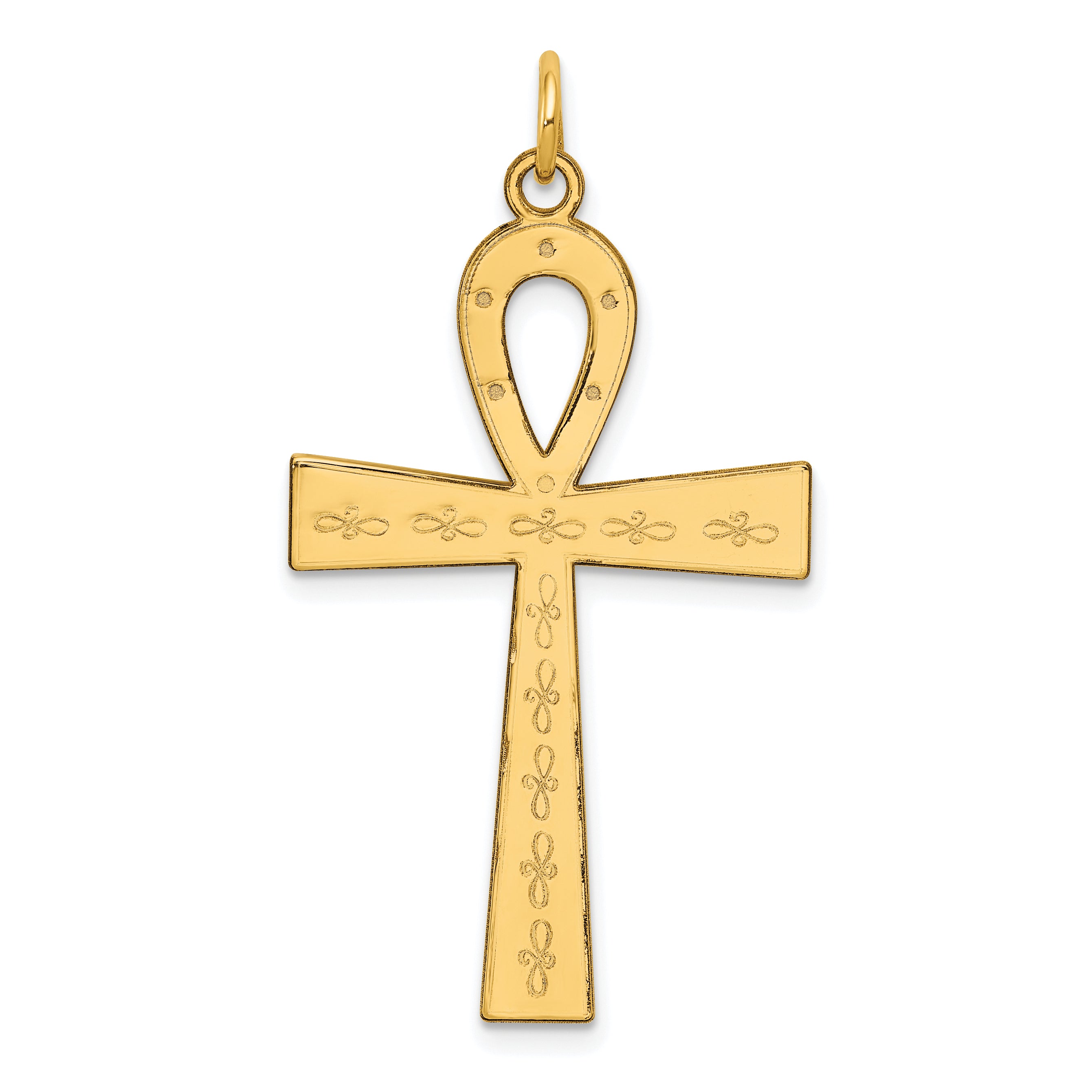 14K Laser Designed Ankh Cross Pendant