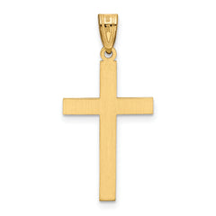 14K Solid Laser Etched Cross Pendant