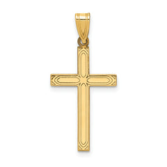 14k Solid Laser Etched Cross Pendant