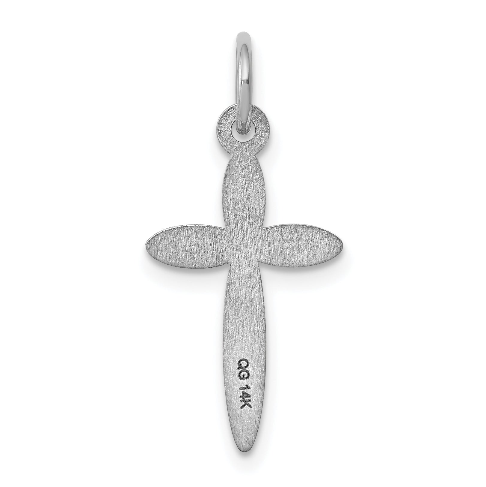 14K White Gold Laser Designed Cross Charm