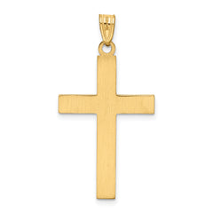 14K Solid Laser Etched Cross Pendant