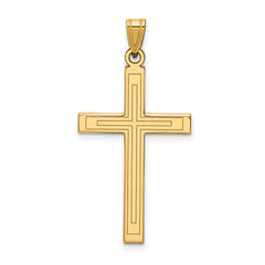 14k Solid Laser Etched Cross Pendant