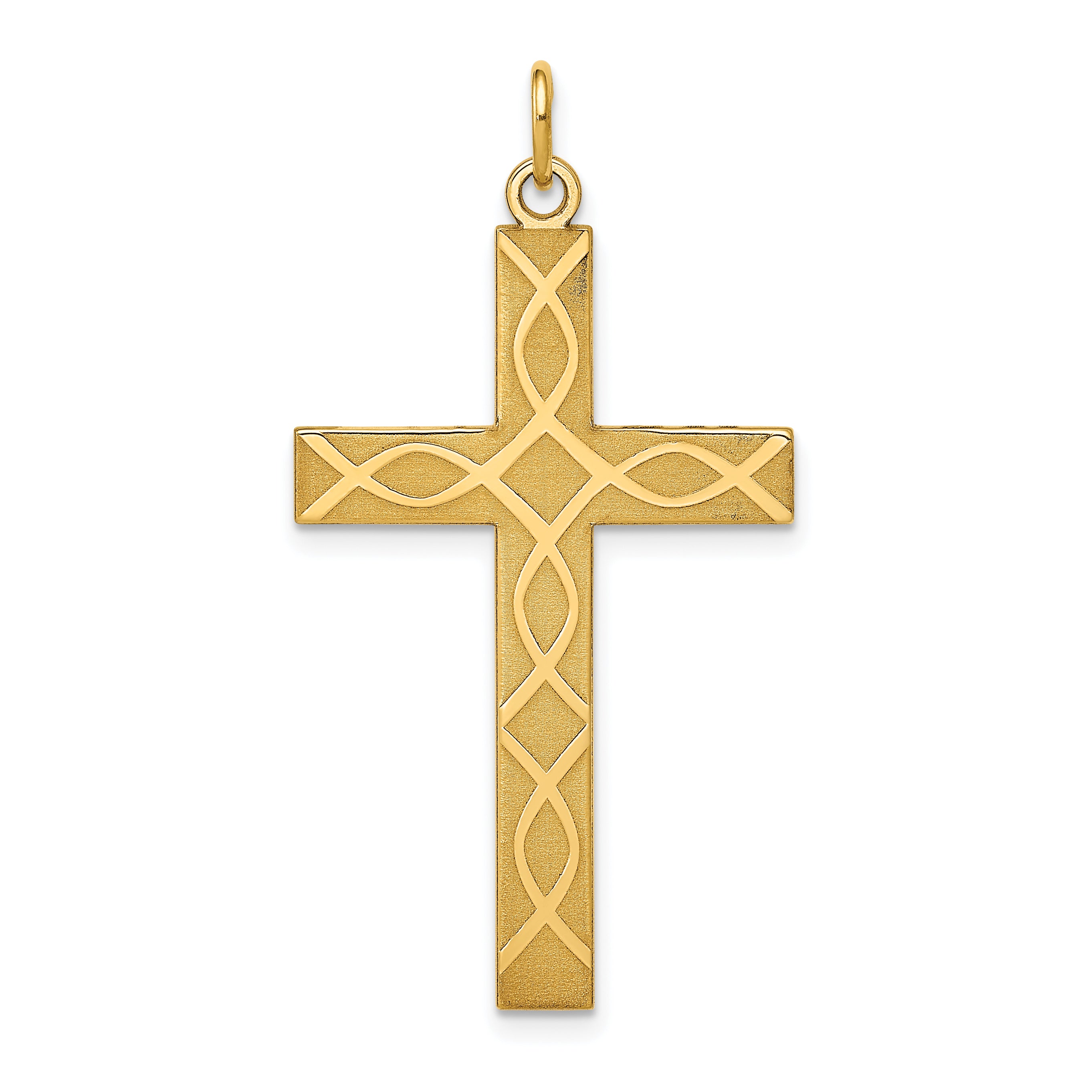 14K Laser Designed Cross Pendant