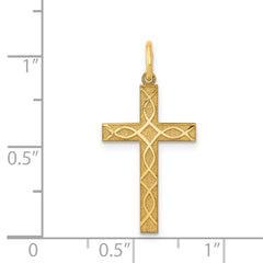 14K Laser Designed Cross Charm