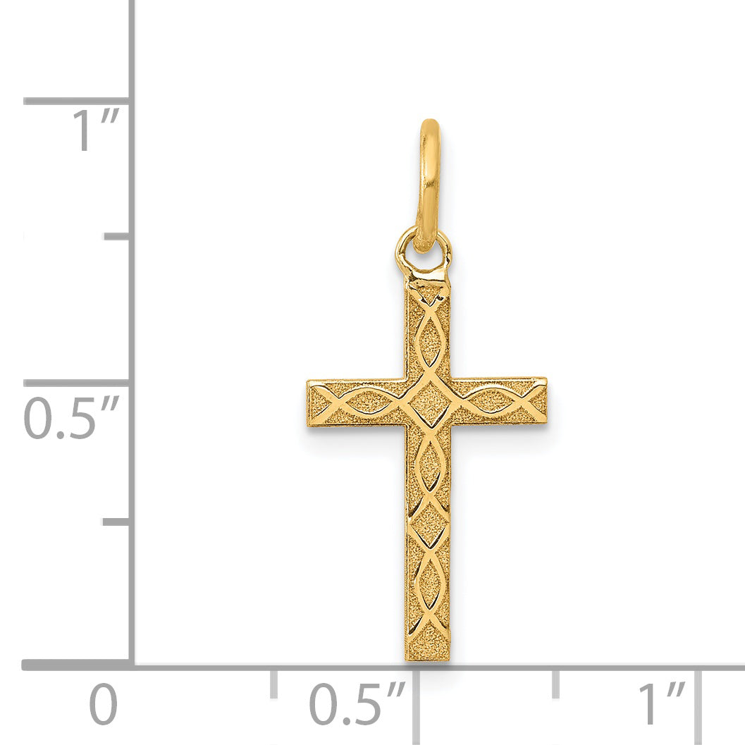 14K Laser Designed Cross Charm