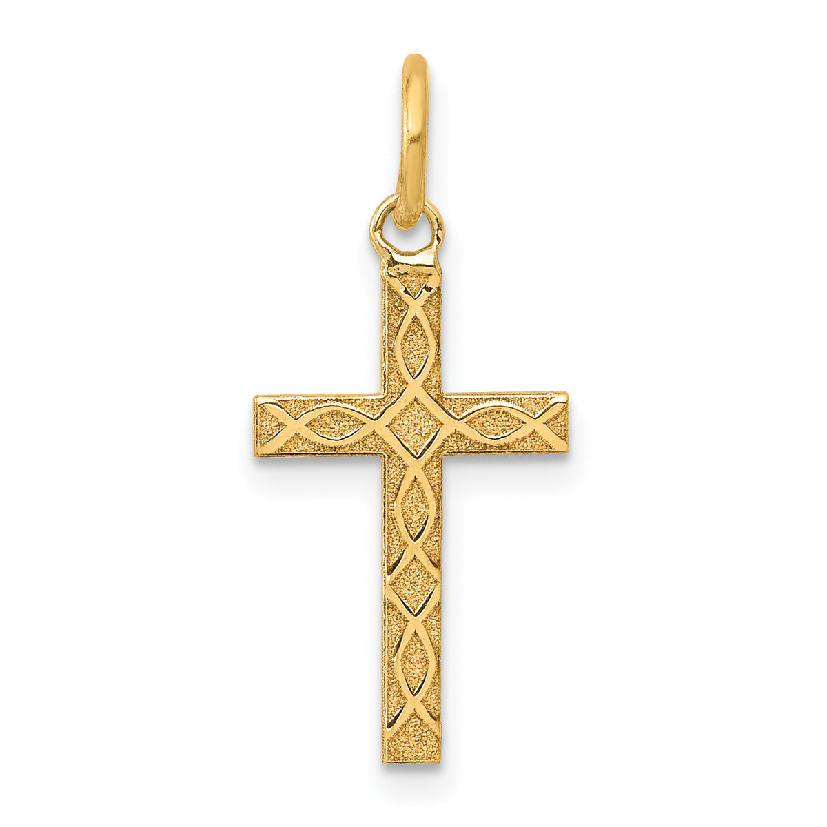 14K Laser Designed Cross Charm