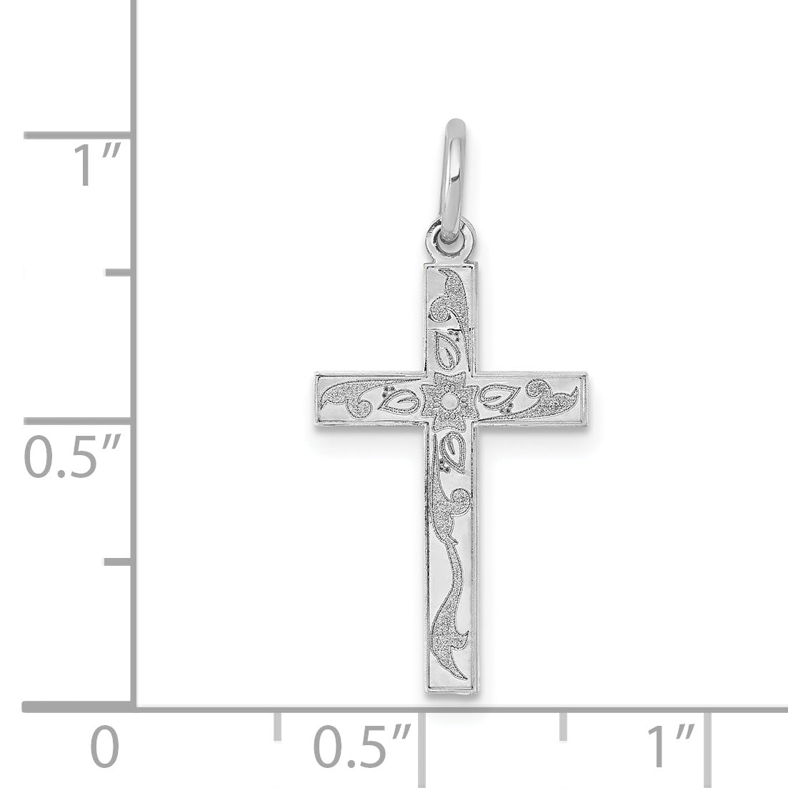 14K White Gold Laser Designed Cross Charm