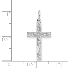 14K White Gold Laser Designed Cross Charm