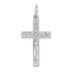 14K White Gold Laser Designed Cross Charm