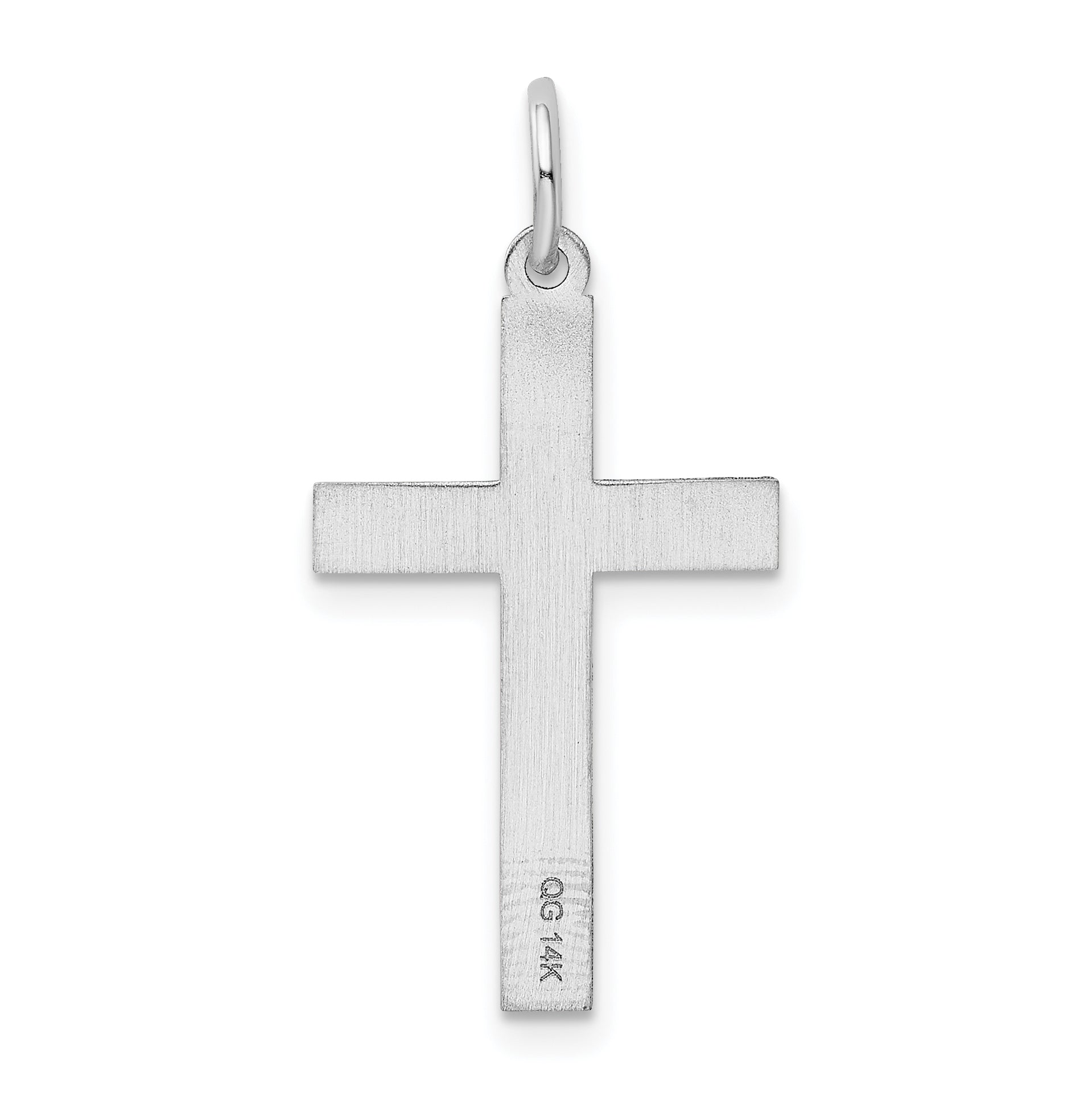 14K White Gold Laser Designed Cross Charm