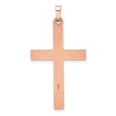 14K Rose Gold Rhodium Cross Pendant