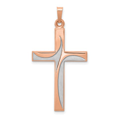 14k Rose Gold Rhodium Cross Pendant