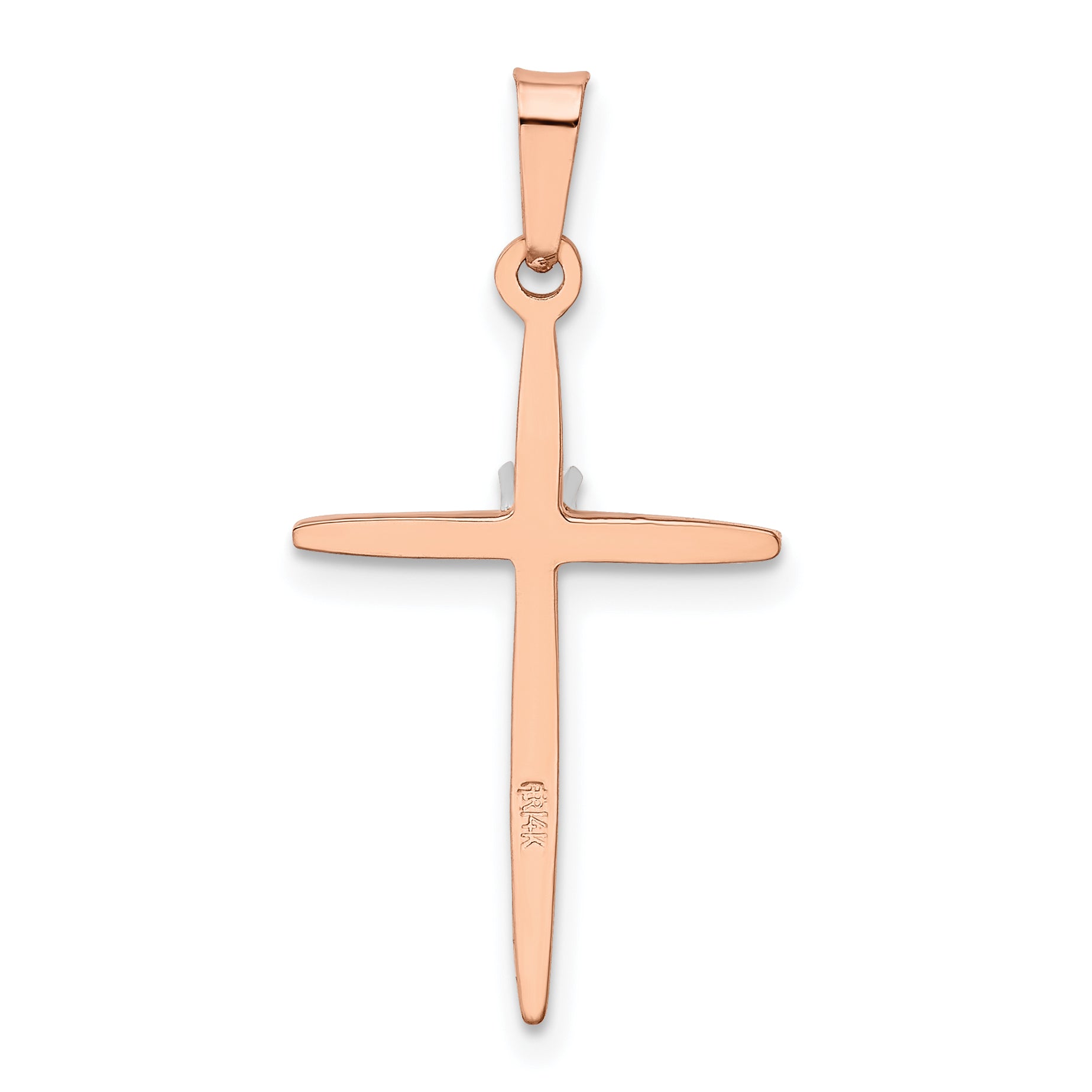 14K Rose Gold Diamond Cross Pendant