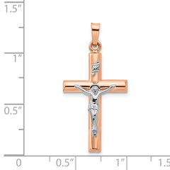 14K Two-tone Gold Hollow Crucifix Pendant