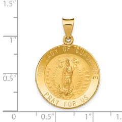 14K Polished/Satin Our Lady of Guadalupe Medal Hollow Pendant