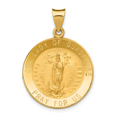 14k Polished/Satin Our Lady of Guadalupe Medal Hollow Pendant