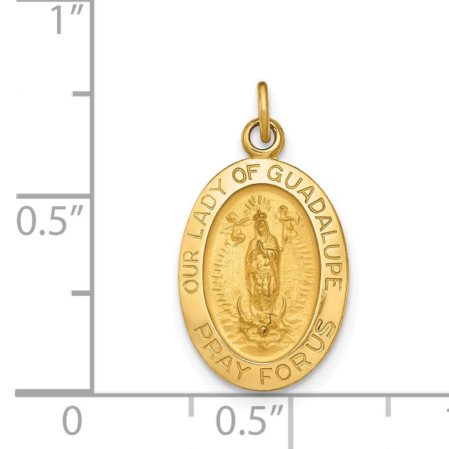 14K Polished and Satin Our Lady of Guadalupe Medal Pendant