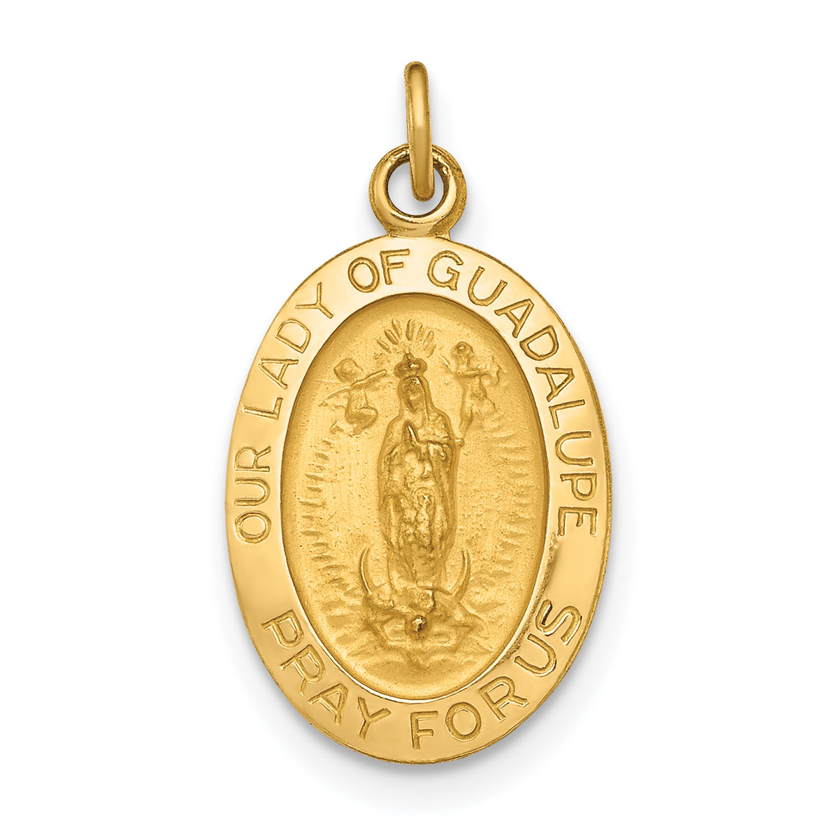 14k Polished and Satin Our Lady of Guadalupe Medal Pendant