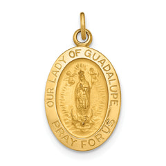 14k Polished and Satin Our Lady of Guadalupe Medal Pendant