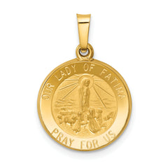 14k Polished and Satin Our Lady Fatima Medal Hollow Pendant