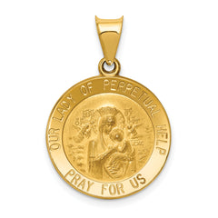 14k Polished/Satin Our Lady Perpetual Help Medal Hollow Pendant