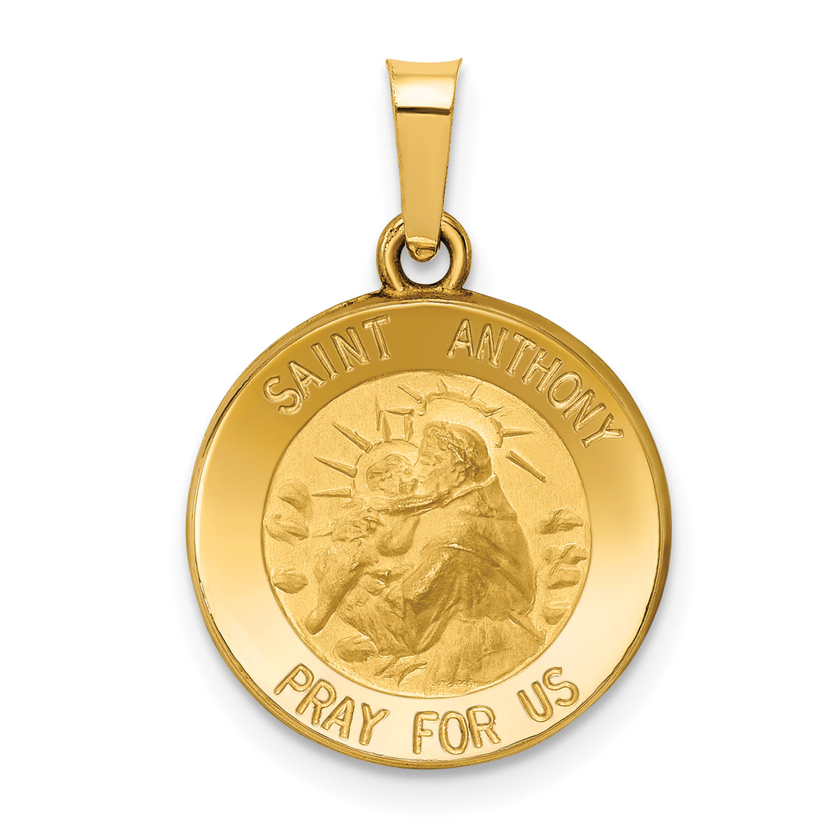 14k Polished and Satin St. Anthony Medal Hollow Pendant