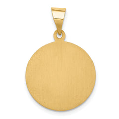 14K Polished and Satin St. Charles Medal Hollow Pendant