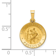 14K Polished and Satin St. Christopher Medal Hollow Pendant