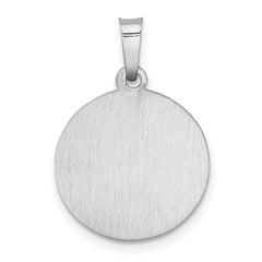 14K White Gold Polished/Satin St Christopher Medal Hollow Pendant