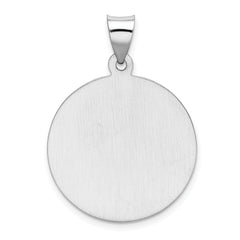 14K White Gold Polished/Satin St Christopher Medal Hollow Pendant