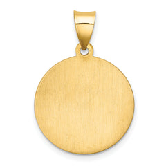 14K Polished and Satin St Florian Medal Hollow Pendant