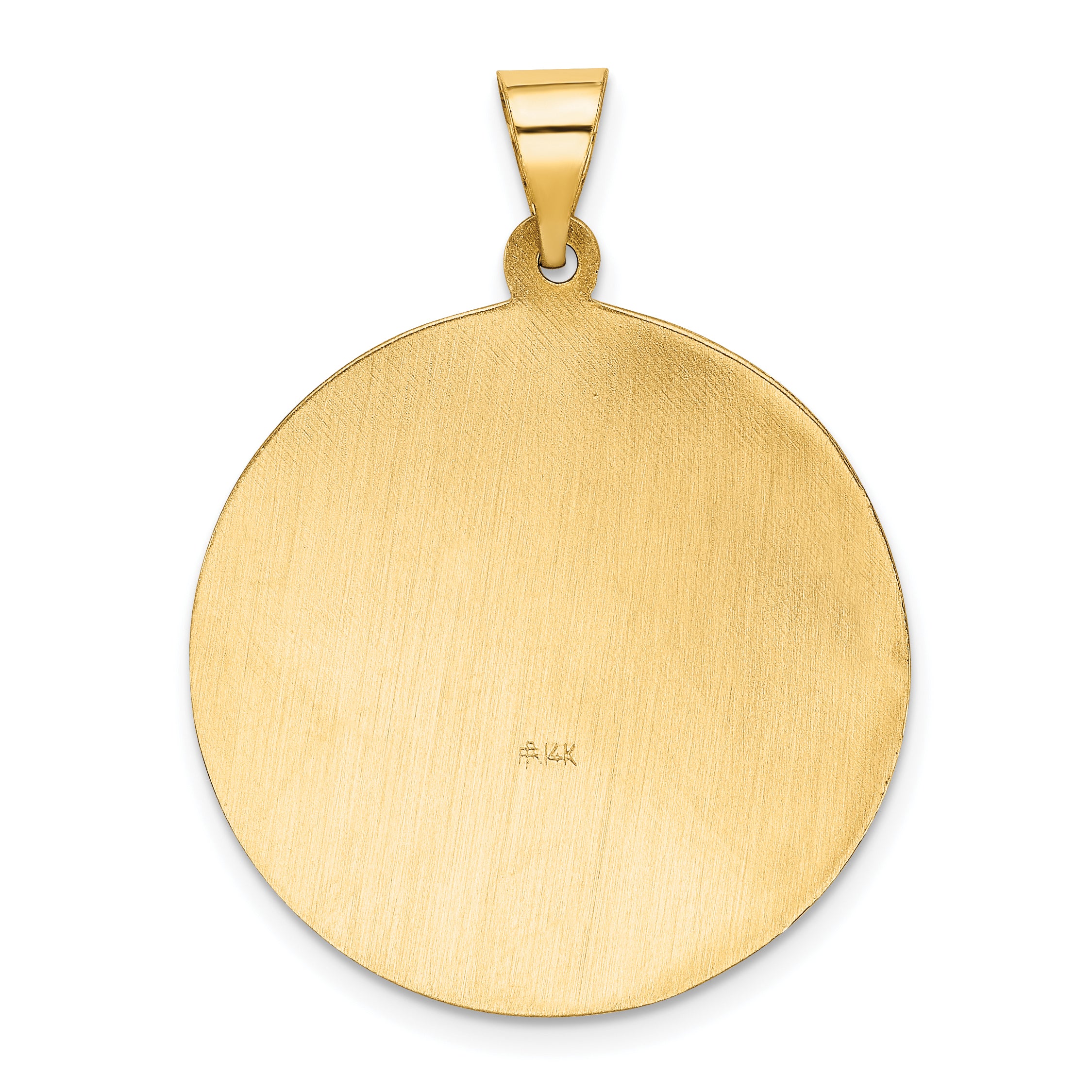 14K Polished and Satin St Florian Medal Hollow Pendant