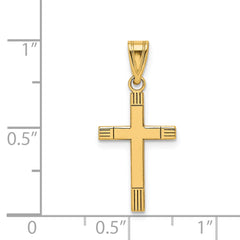 14K Laser Etched Cross Pendant