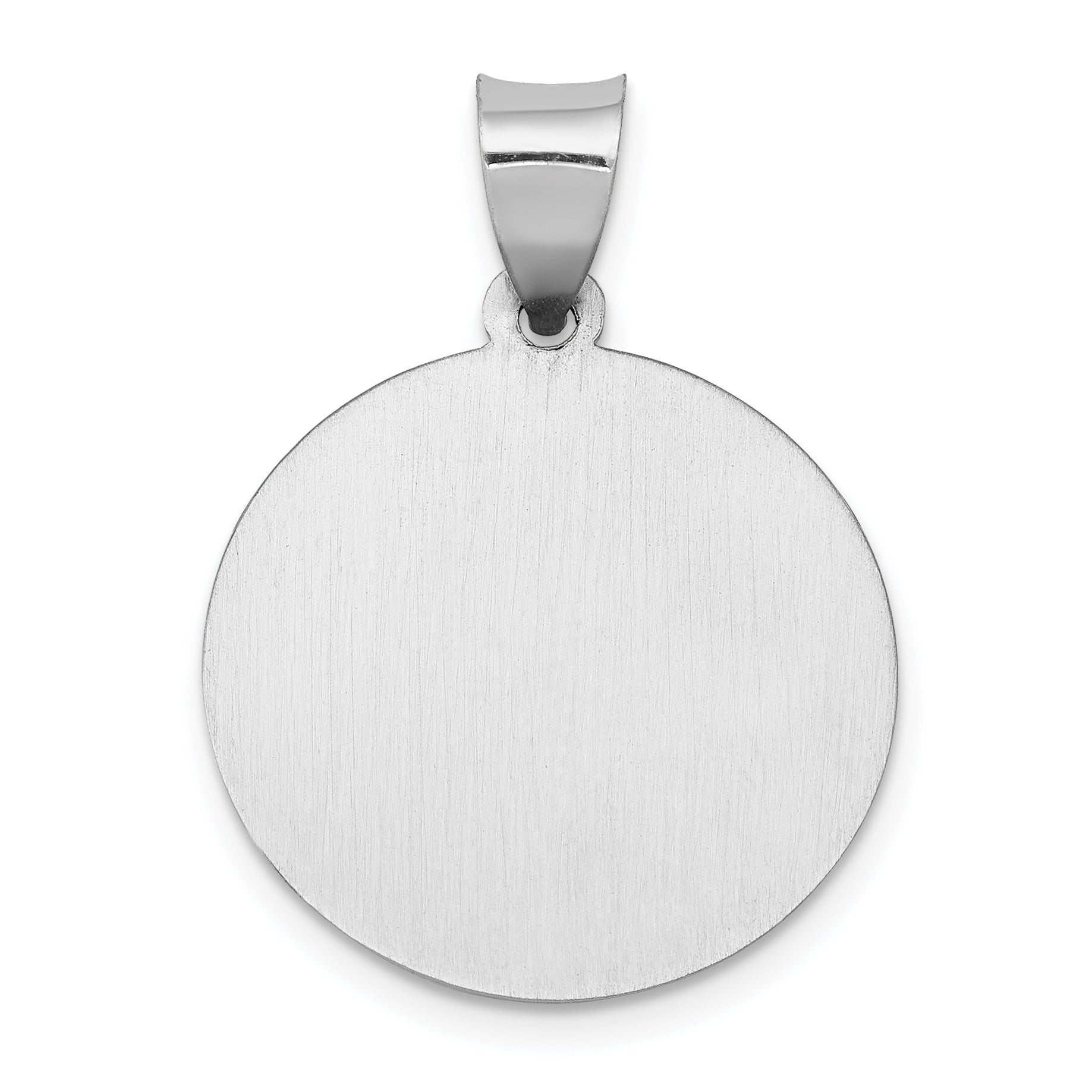 14K White Gold Polished and Satin St Joseph Medal Hollow Pendant