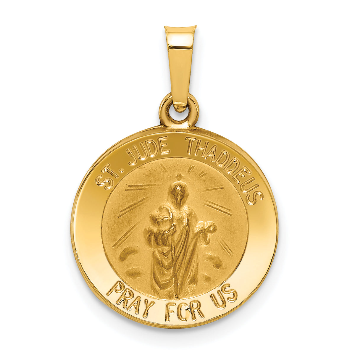 14k Polished and Satin St Jude Thaddeus Medal Hollow Pendant