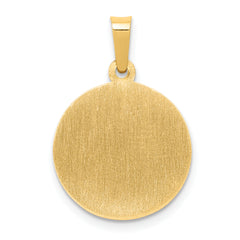 14K Polished and Satin St Michael Medal Hollow Pendant