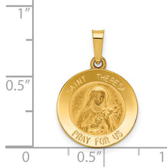 14K Polished and Satin St Theresa Medal Hollow Pendant