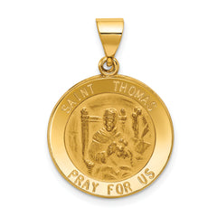 14k Polished and Satin St Thomas Medal Hollow Pendant