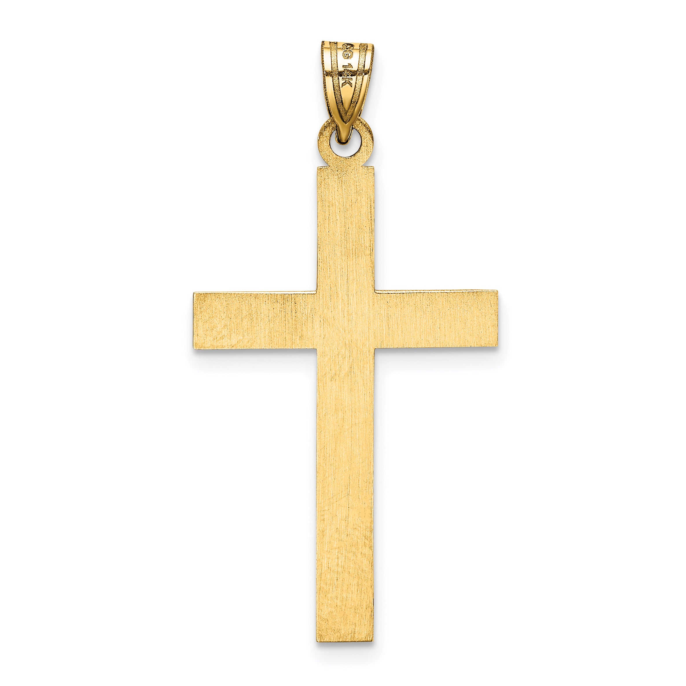 14K Etched Floral Cross Pendant