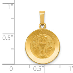 14K Polished and Satin Holy Communion Medal Hollow Pendant