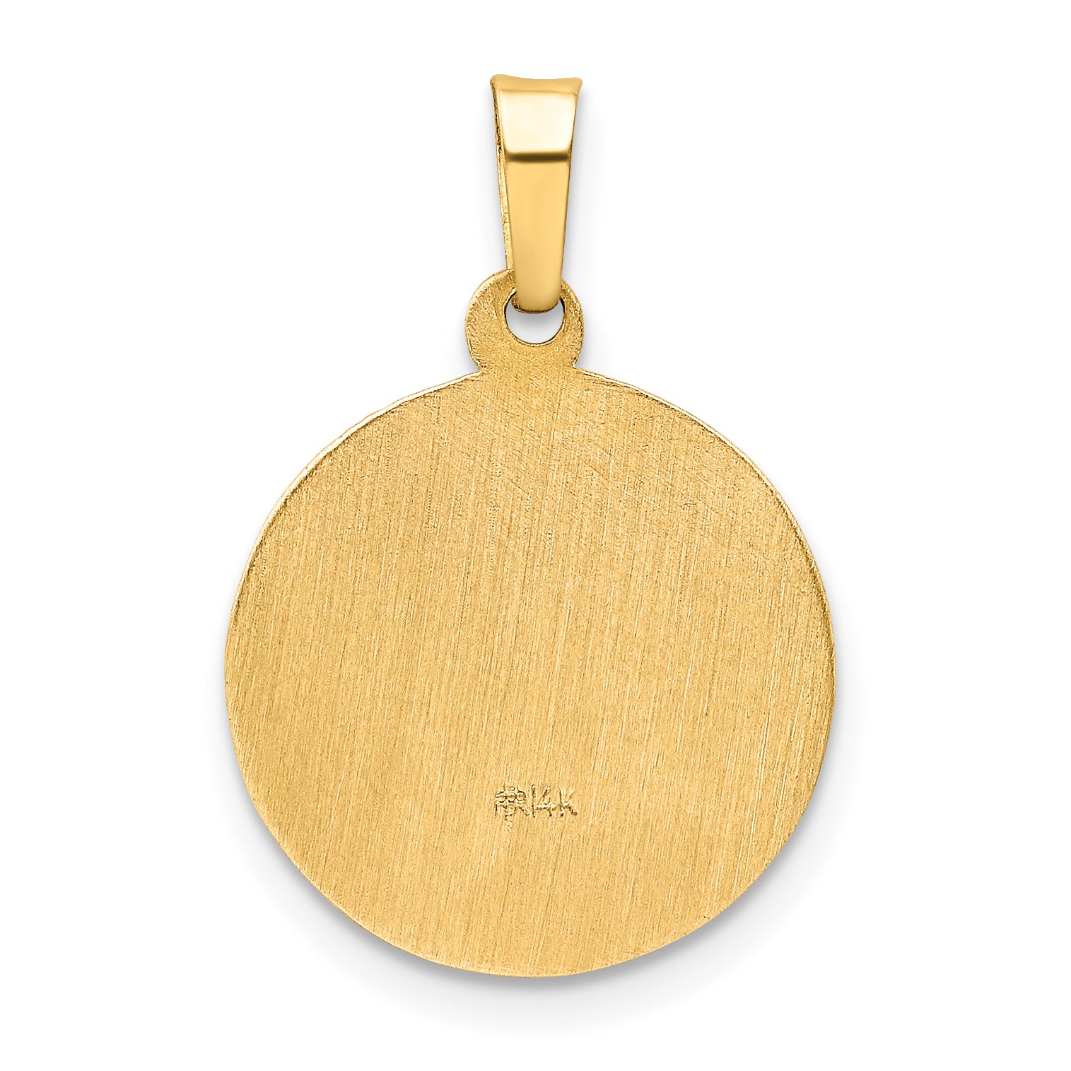 14K Polished and Satin Confirmation Medal Hollow Pendant