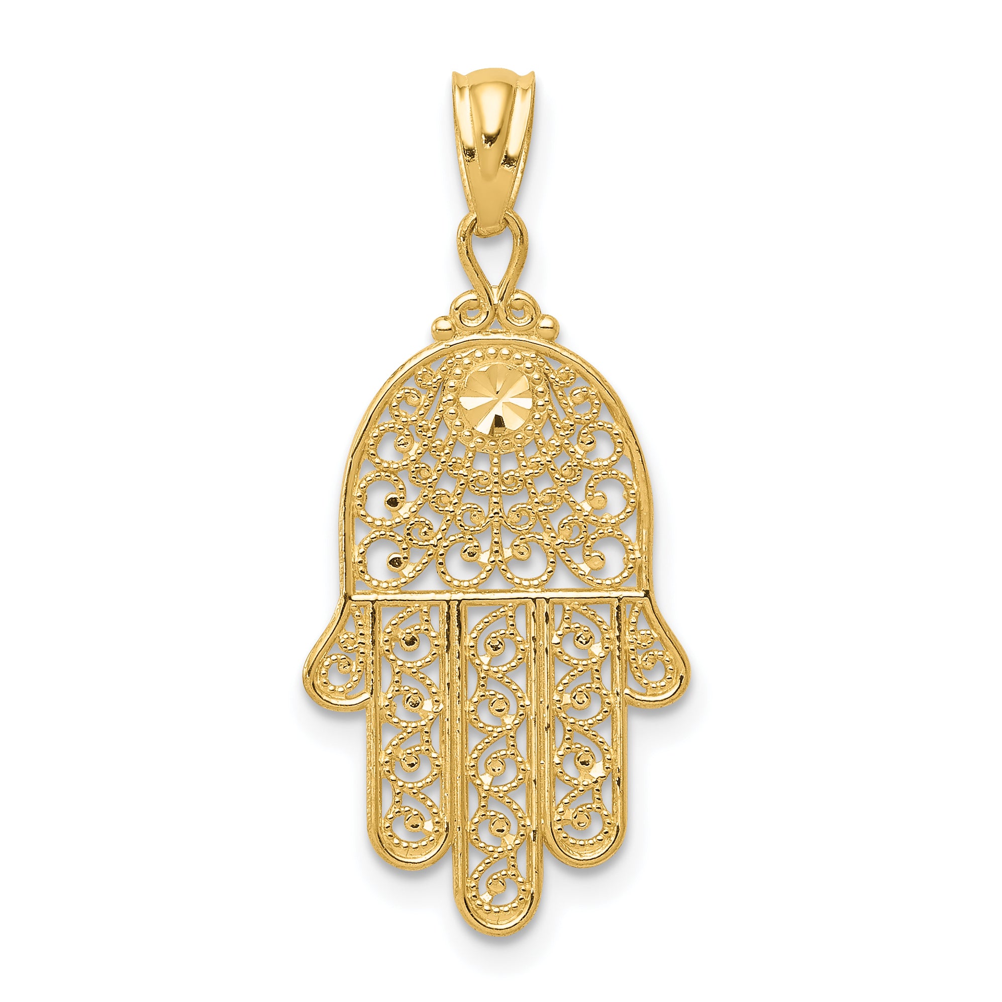 14k Yellow Gold Hand of God Pendant