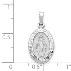 14K White Gold Polished/Satin Miraculous Medal Hollow Pendant