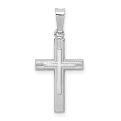 14K White Gold Polished Latin Cross Pendant