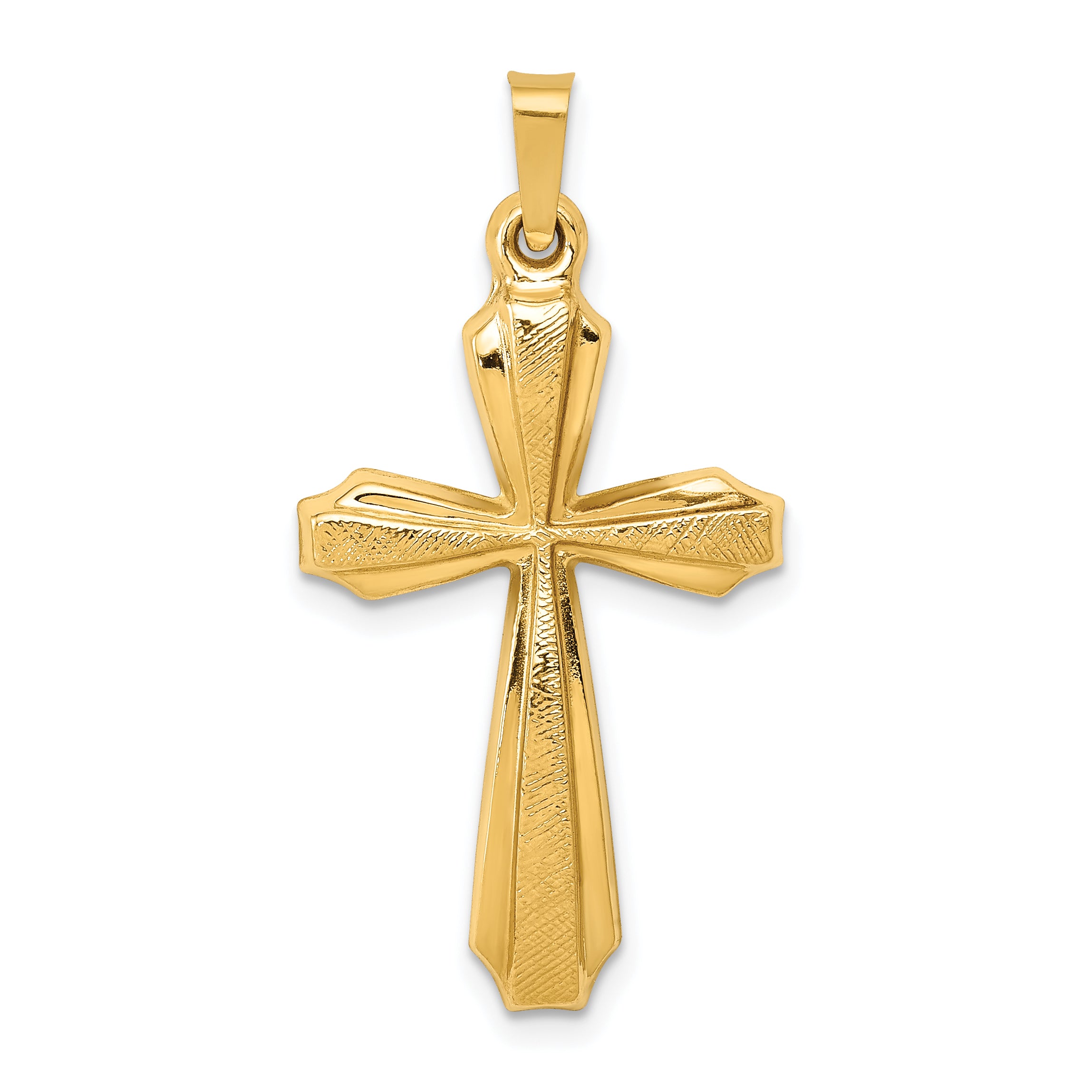 14k Textured and Polished Passion Cross Pendant