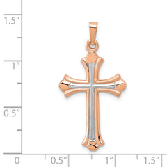 14K Rose Gold W/ White Rhodium Cross Pendant