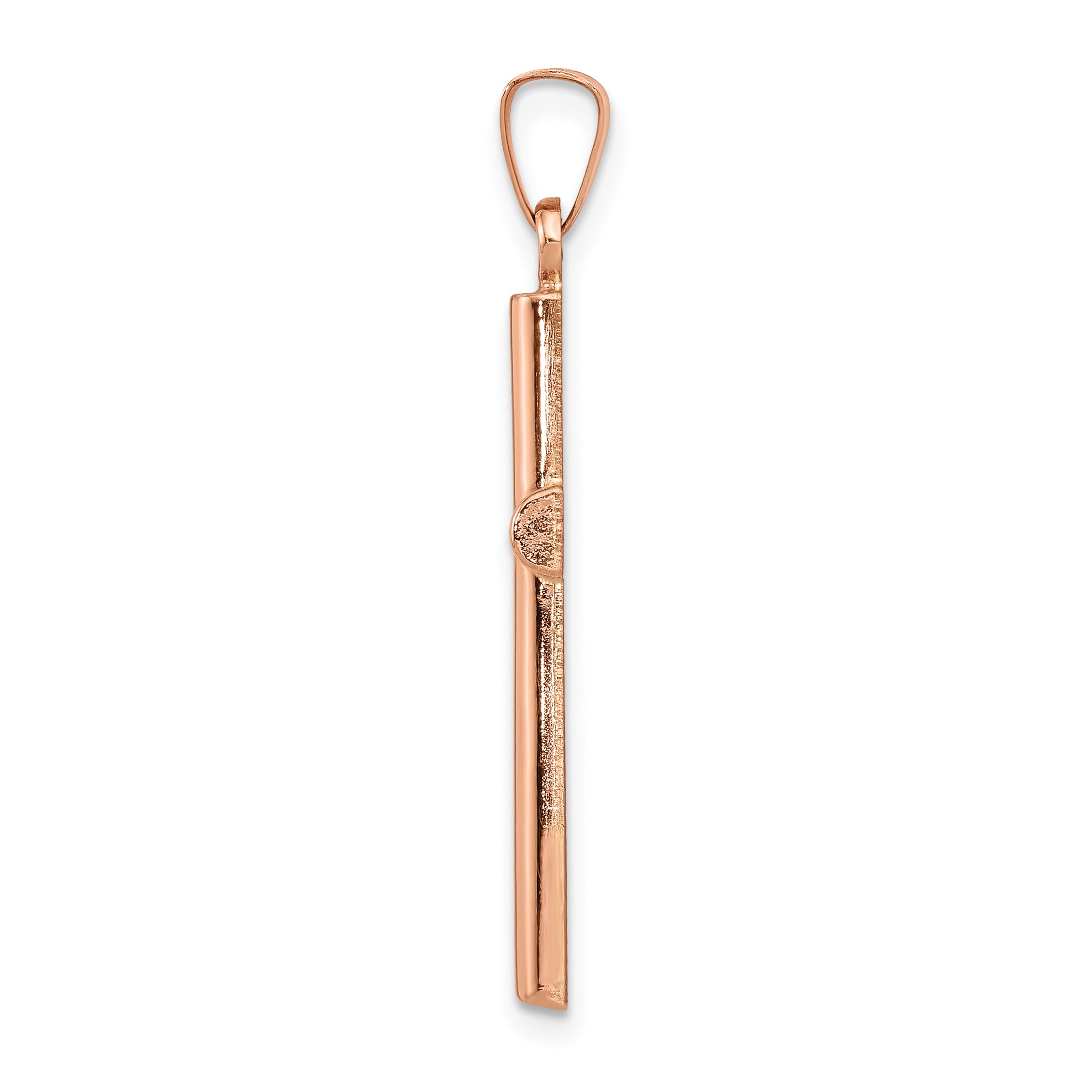 14K Rose Gold Brushed and Polished Hollow Cross Pendant