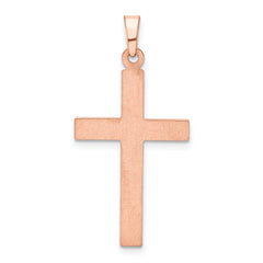 14K Rose Gold Brushed and Polished Hollow Cross Pendant